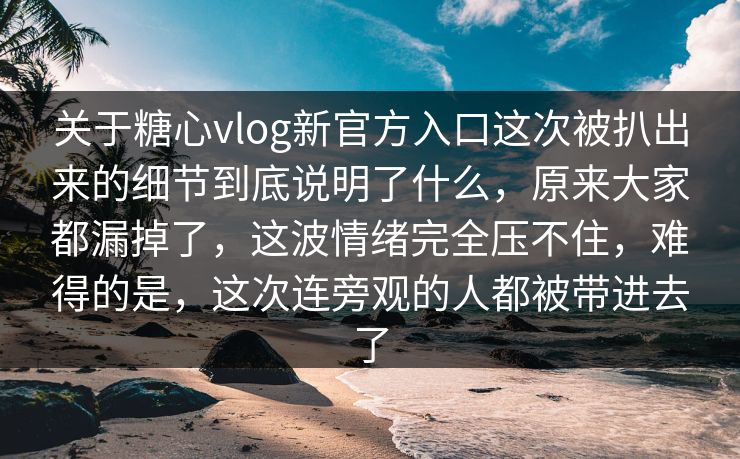关于糖心vlog新官方入口这次被扒出来的细节到底说明了什么，原来大家都漏掉了，这波情绪完全压不住，难得的是，这次连旁观的人都被带进去了
