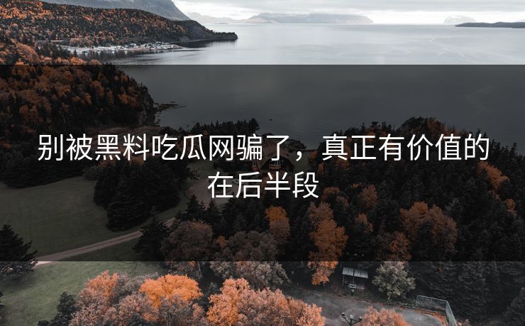 别被黑料吃瓜网骗了，真正有价值的在后半段
