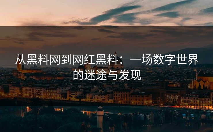 从黑料网到网红黑料：一场数字世界的迷途与发现