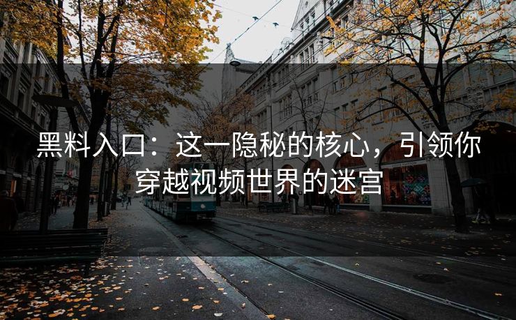 黑料入口：这一隐秘的核心，引领你穿越视频世界的迷宫