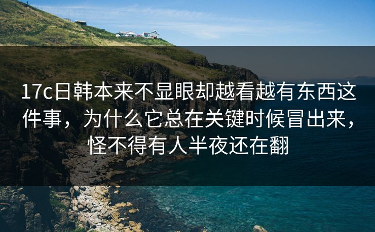 17c日韩本来不显眼却越看越有东西这件事，为什么它总在关键时候冒出来，怪不得有人半夜还在翻