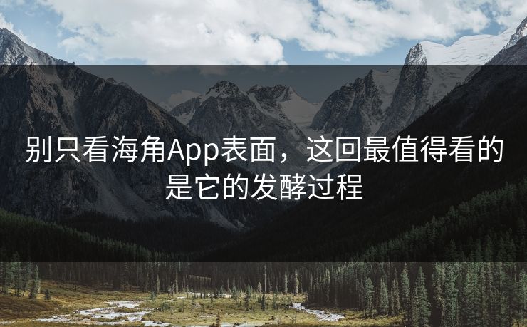 别只看海角App表面，这回最值得看的是它的发酵过程