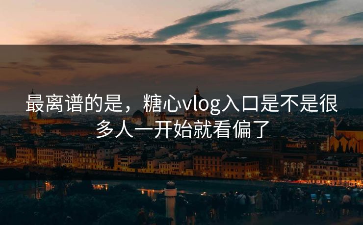 最离谱的是，糖心vlog入口是不是很多人一开始就看偏了
